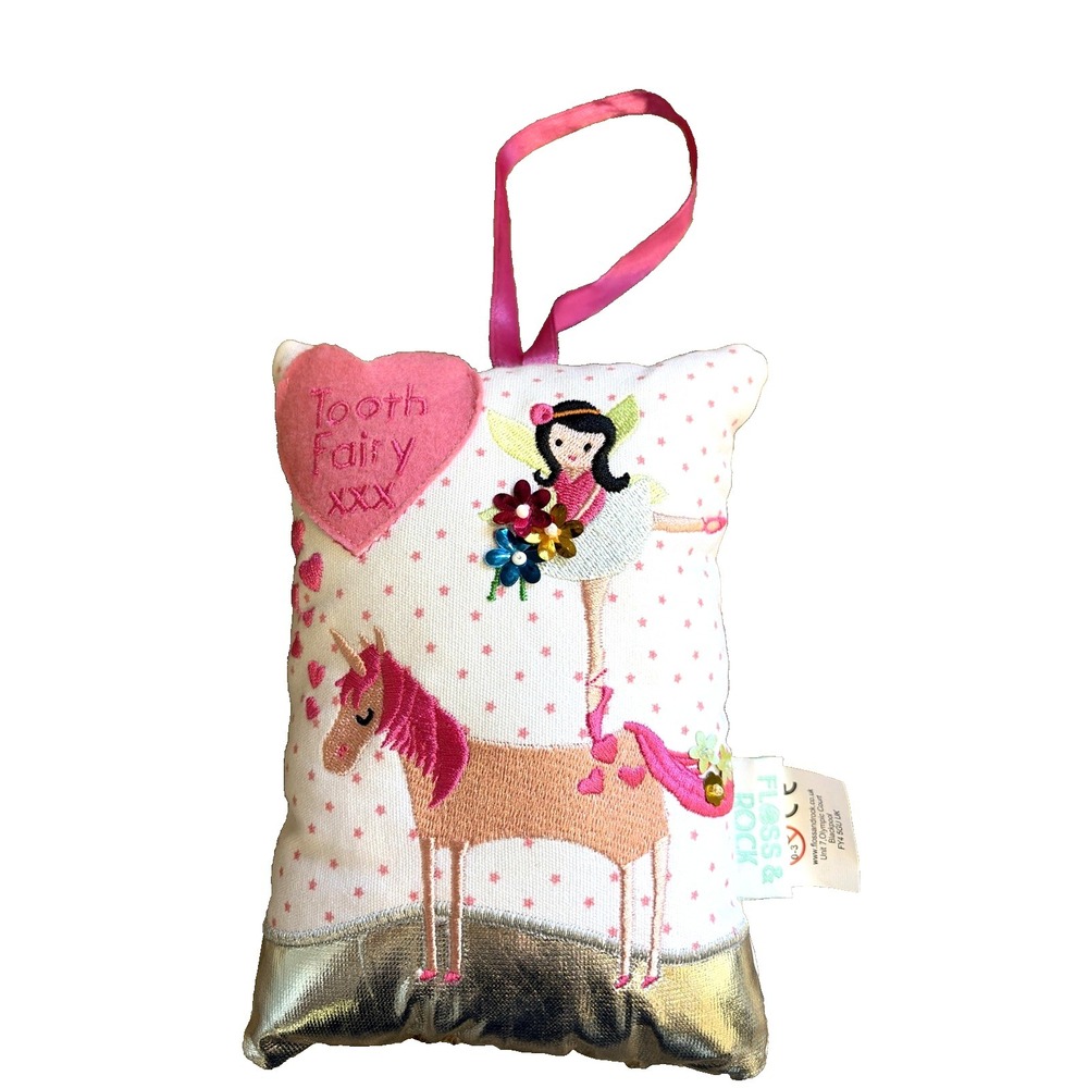 Tooth‎ & Rock Polka Dot Unicorn Heart Plush Tooth Fairy Pillow Door Hanger